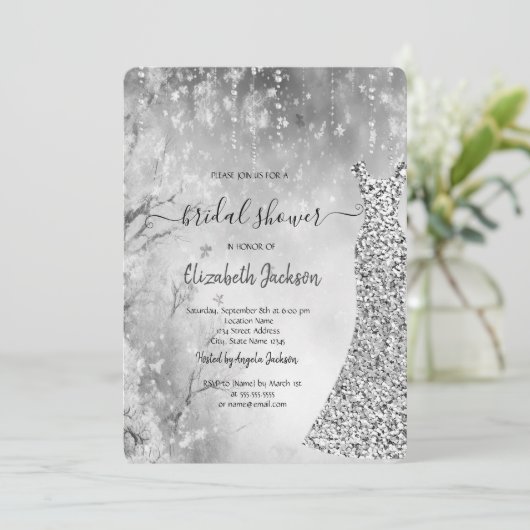 Sequins Jurk Winter Landschap Vrijgezellenfeest Kaart (Staand voorkant)