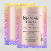 Sequins Kleurrijke Lijst Roos Gold Pensioen Kaart (Voorkant / Achterkant)