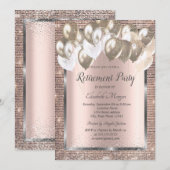 Sequins Lijst ballonnen Roos Gold Pensioen Kaart (Voorkant / Achterkant)