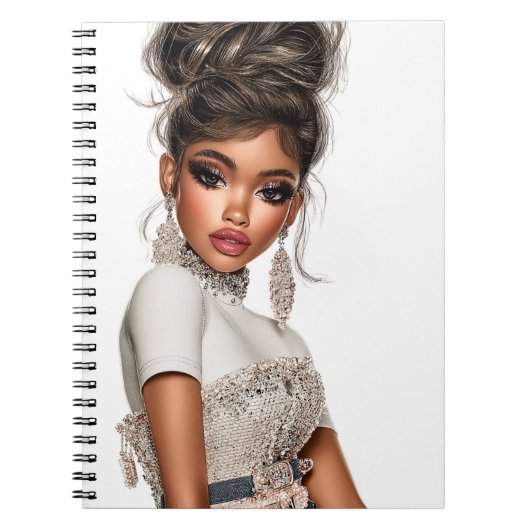 Sequins & Sculpted Glam Girl Spiral Photo Notebook Notitieboek (Voorkant)
