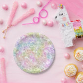 Sequins Sparkling Rainbow Heart Papieren Bordje (Feest)