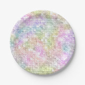 Sequins Sparkling Rainbow Heart Papieren Bordje (Voorkant)