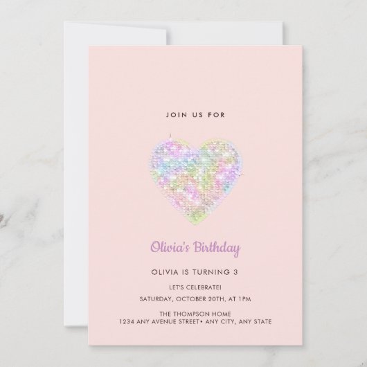 Sequins Sparkling Rainbow Heart Verjaardag Kaart (Voorkant)