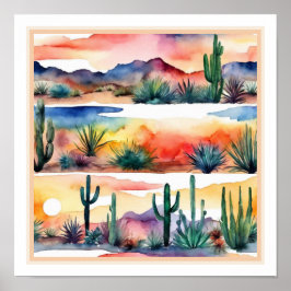 Sequoia Cactus Southwest Desert Waterverf Poster