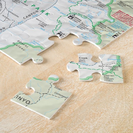 Sequoia/Kings Canyon-kaart puzzel Legpuzzel (Zijkant)