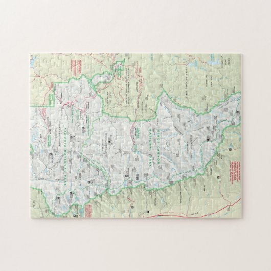 Sequoia/Kings Canyon-kaart puzzel Legpuzzel (Horizontaal)