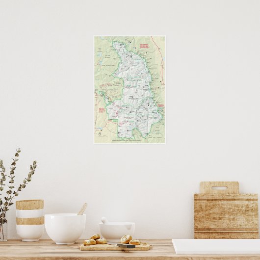 Sequoia & Kings Canyon map poster (Keuken)