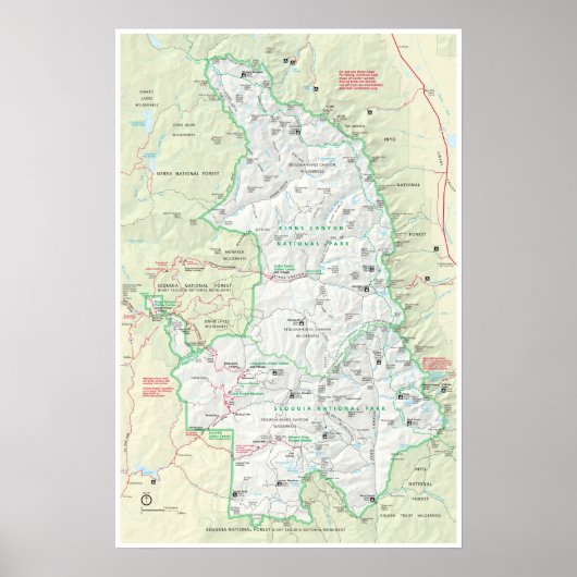 Sequoia & Kings Canyon map poster (Voorkant)