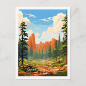 Sequoia Kings Canyon vintage reisillustratie Briefkaart (Voorkant)