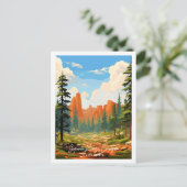 Sequoia Kings Canyon vintage reisillustratie Briefkaart (Staand voorkant)