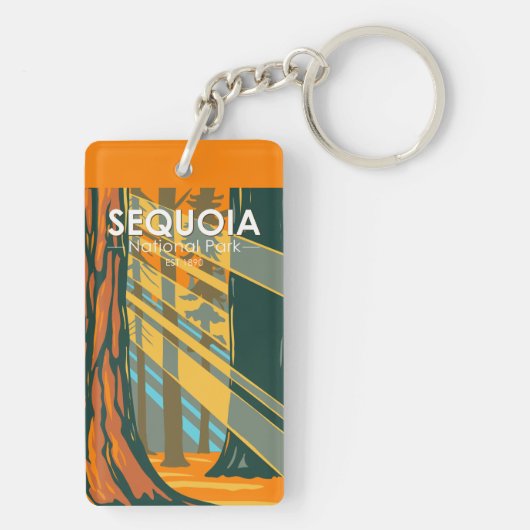 Sequoia Nationaal Park Giant Sequoia Trees Sleutelhanger (achterkant)
