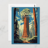 Sequoia Nationaal Park Illustratie Retro Briefkaart (Voorkant / Achterkant)