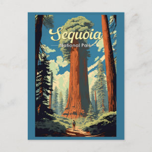 Sequoia Nationaal Park Illustratie Retro Briefkaart