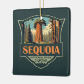 Sequoia Nationaal Park Illustratie Retro Keramisch Ornament (Links)
