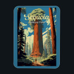 Sequoia Nationaal Park Illustratie Retro Magneet<br><div class="desc">Sequoia vectorkunstwerk ontwerp. Het park bevat het hoogste punt in de aangrenzende Verenigde Staten,  Mount Whitney,  en is ten zuiden van het Nationaal Park van Kings Canyon.</div>