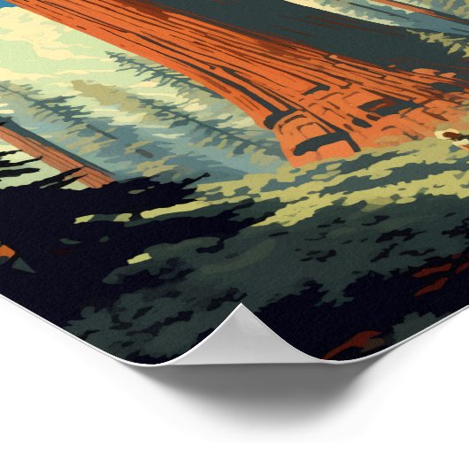 Sequoia Nationaal Park Illustratie Retro Poster (Hoek)