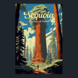 Sequoia Nationaal Park Illustratie Retro Poster<br><div class="desc">Sequoia vectorkunstwerk ontwerp. Het park bevat het hoogste punt in de aangrenzende Verenigde Staten,  Mount Whitney,  en is ten zuiden van het Nationaal Park van Kings Canyon.</div>