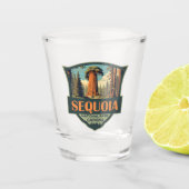 Sequoia Nationaal Park Illustratie Retro Shot Glas (Voorkant)
