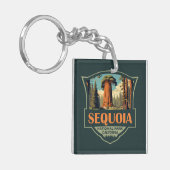 Sequoia Nationaal Park Illustratie Retro Sleutelhanger (Voorkant Links)