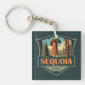 Sequoia Nationaal Park Illustratie Retro Sleutelhanger (Voorkant)