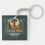 Sequoia Nationaal Park Illustratie Retro Sleutelhanger (Achterkant)