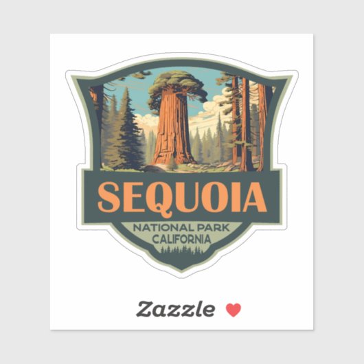 Sequoia Nationaal Park Illustratie Retro Sticker (Vel)