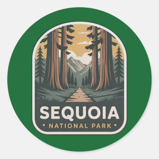 Sequoia National Park Bosspad Badge Ronde Sticker (Voorkant)