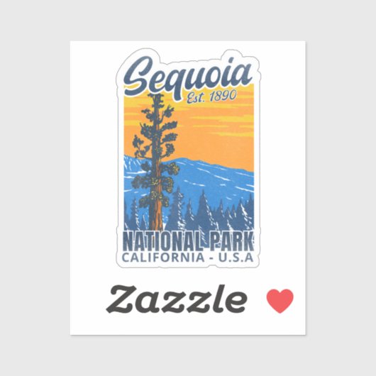 Sequoia National Park CA Instituted 1890 Sticker (Vel)