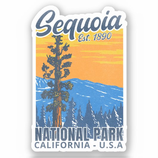 Sequoia National Park CA Instituted 1890 Sticker (Voorkant)