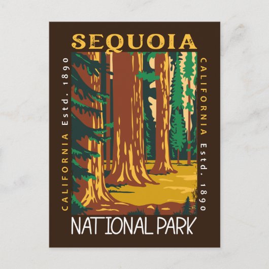 Sequoia National Park California Retro Distress Briefkaart (Voorkant)