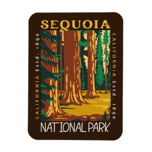 Sequoia National Park California Retro Distress Magneet