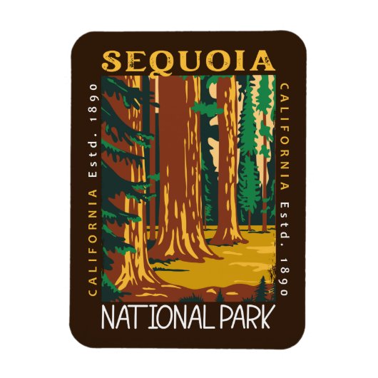 Sequoia National Park California Retro Distress Magneet (Verticaal)