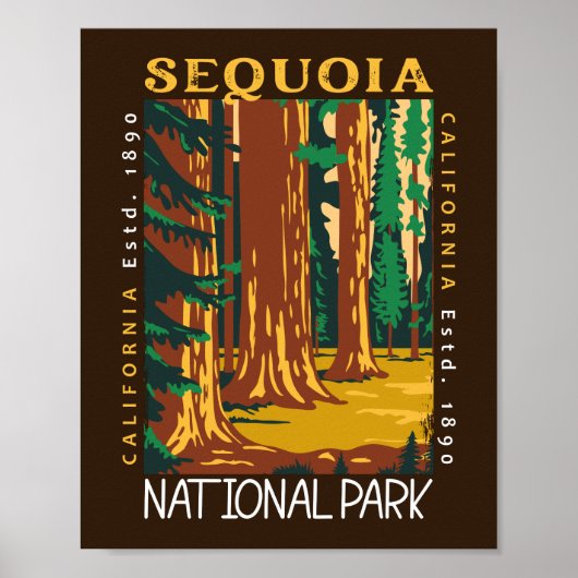 Sequoia National Park California Retro Distress Poster (Voorkant)