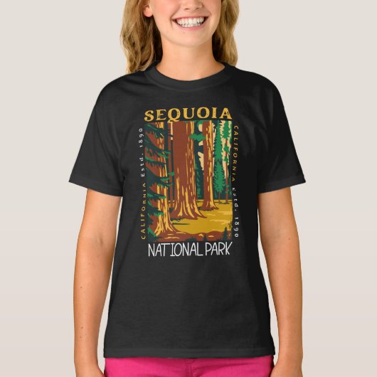 Sequoia National Park California Retro Distress T-shirt (Voorkant)