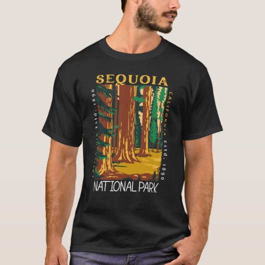 Sequoia National Park California Retro Distress T-shirt (Voorkant)