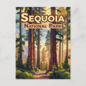 Sequoia National Park California Tree Retro Briefkaart (Voorkant)