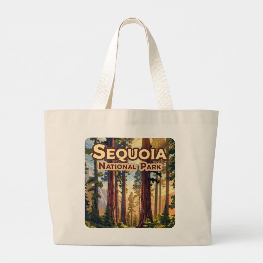 Sequoia National Park California Tree Retro Grote Tote Bag (Achterkant)