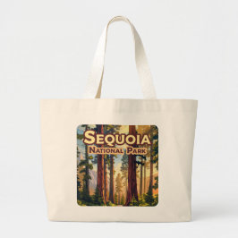 Sequoia National Park California Tree Retro Grote Tote Bag