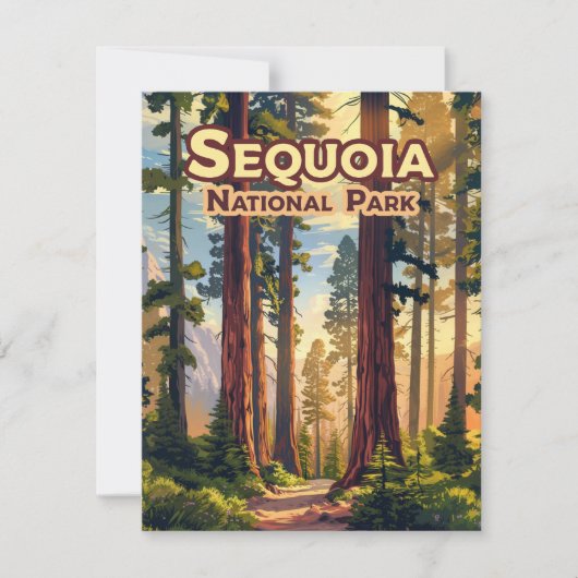 Sequoia National Park California Tree Retro Kaart (Voorkant)