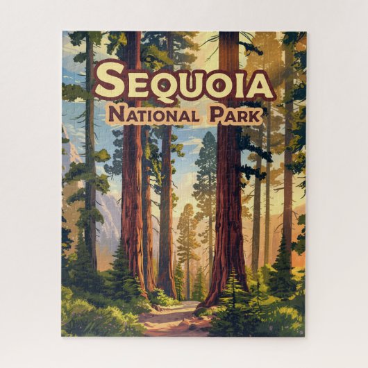 Sequoia National Park California Tree Retro Legpuzzel (Verticaal)