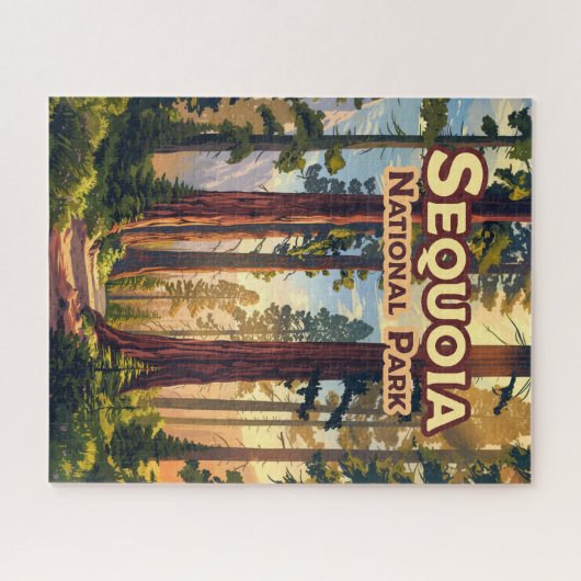 Sequoia National Park California Tree Retro Legpuzzel (Horizontaal)