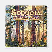Sequoia National Park California Tree Retro Magneet (Voorkant)