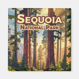 Sequoia National Park California Tree Retro Magneet