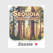 Sequoia National Park California Tree Retro Sticker (Vel)