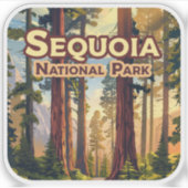 Sequoia National Park California Tree Retro Sticker (Voorkant)