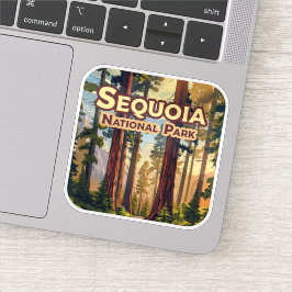Sequoia National Park California Tree Retro Sticker