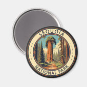 Sequoia National Park Illustratie Reiskunst Magneet (Voorkant / Achterkant)