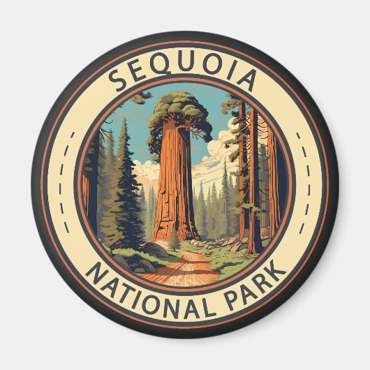 Sequoia National Park Illustratie Reiskunst Magneet (Voorkant)