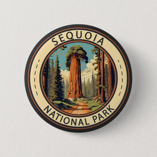 Sequoia National Park Illustratie Reiskunst Ronde Button 5,7 Cm (Voorkant)