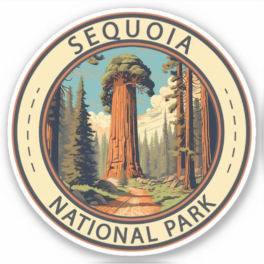Sequoia National Park Illustratie Reiskunst Sticker (Voorkant)
